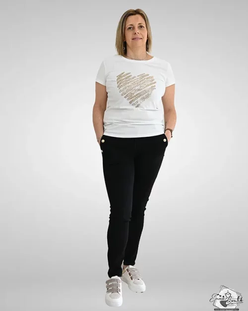 T-Shirt Blanc Cœur Doré