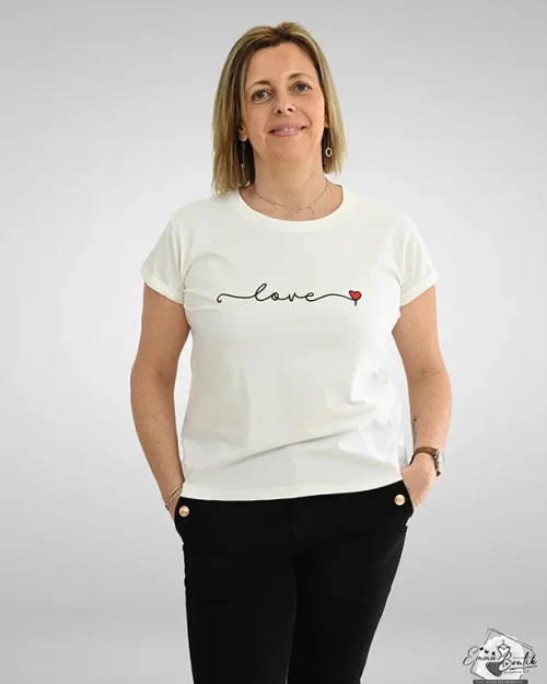 T-Shirt Blanc « Love » Noir