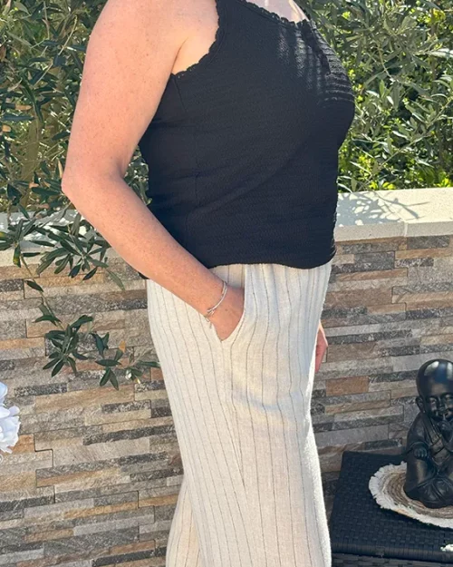 Pantalon Large à Rayures
