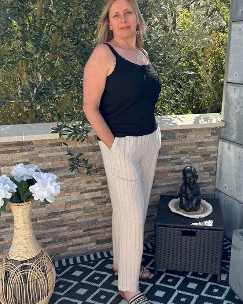 Pantalon Large à Rayures